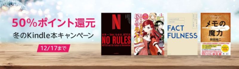 冬のkindle50%還元セール